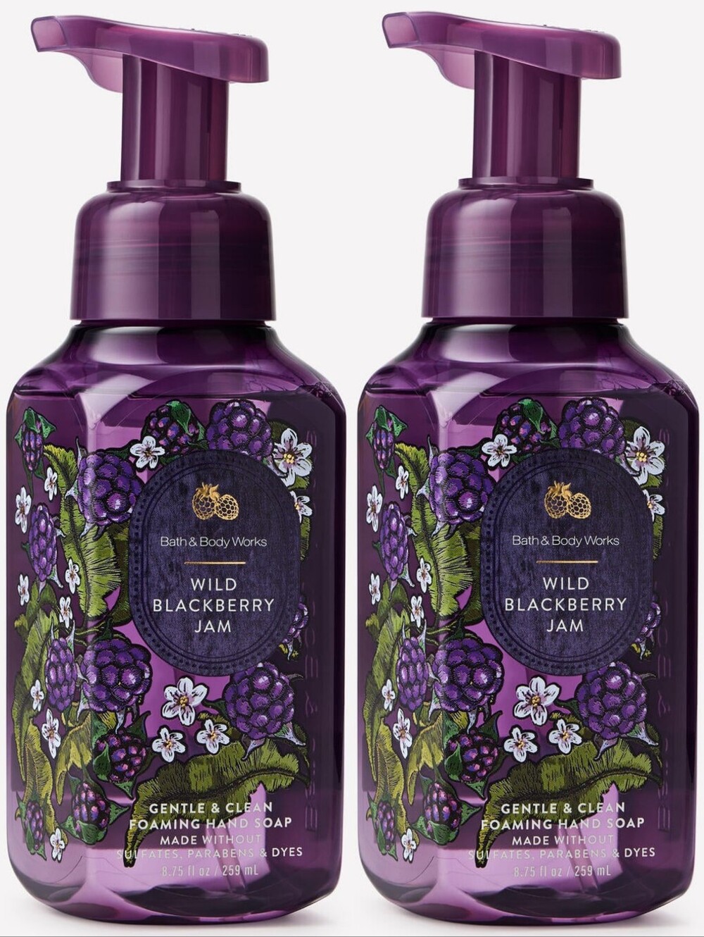 Bath & Body Works Wild Blackberry Jam Foaming Hand Soap Set of 2 NEW RARE
